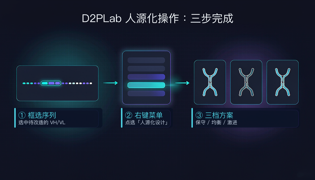 D2PLab humanization workflow in three steps